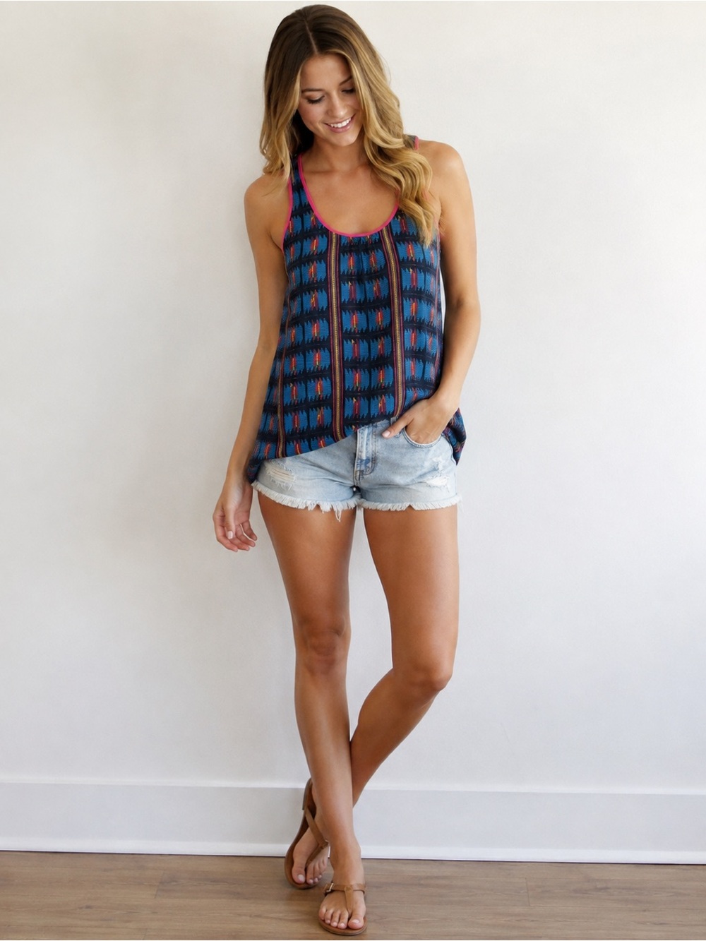 American Eagle 2014 XL Tribal Print Racerback Tank Top Boho Festival
